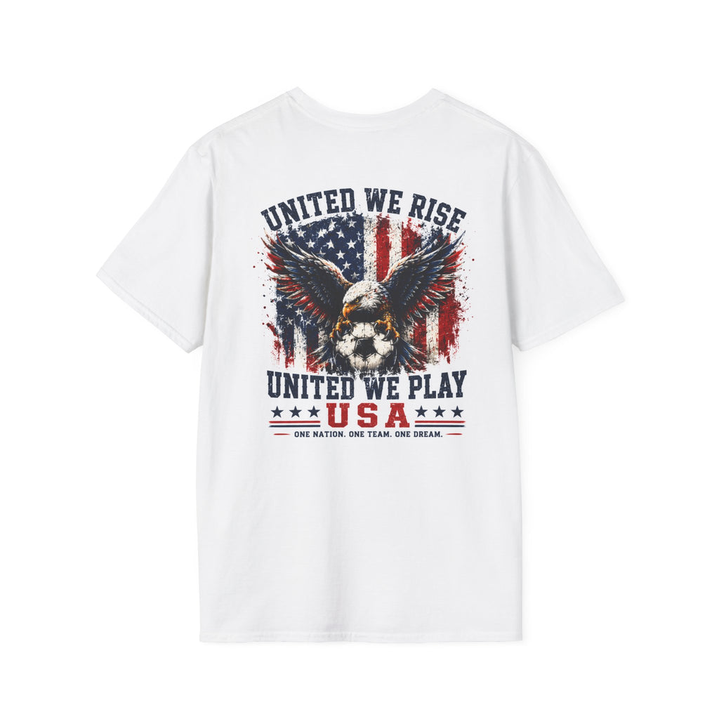 United We Play USA Soccer T-Shirt | Patriotic Eagle Graphic Tee | 2026 Fan Shirt