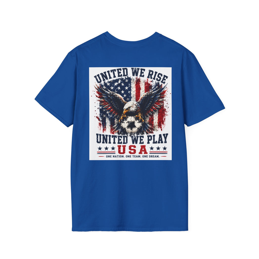 United We Play USA Soccer T-Shirt | Patriotic Eagle Graphic Tee | 2026 Fan Shirt