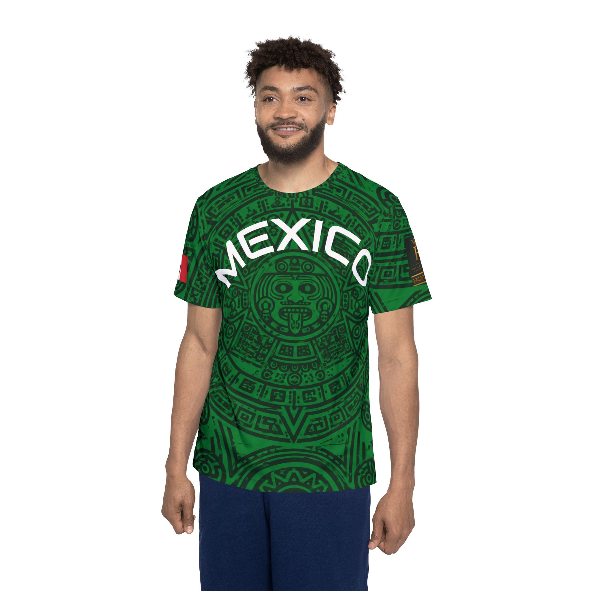 Aztec Mandala Sports Jersey — Dark Green All-Over Print