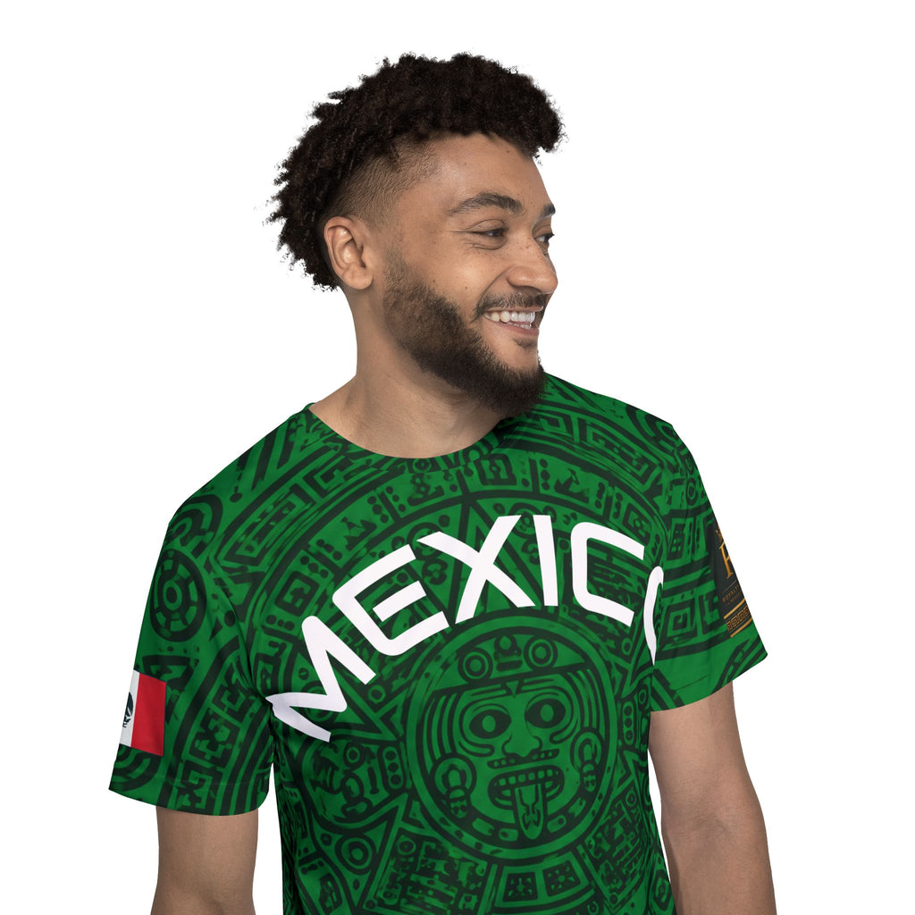 Aztec Mandala Sports Jersey — Dark Green All-Over Print