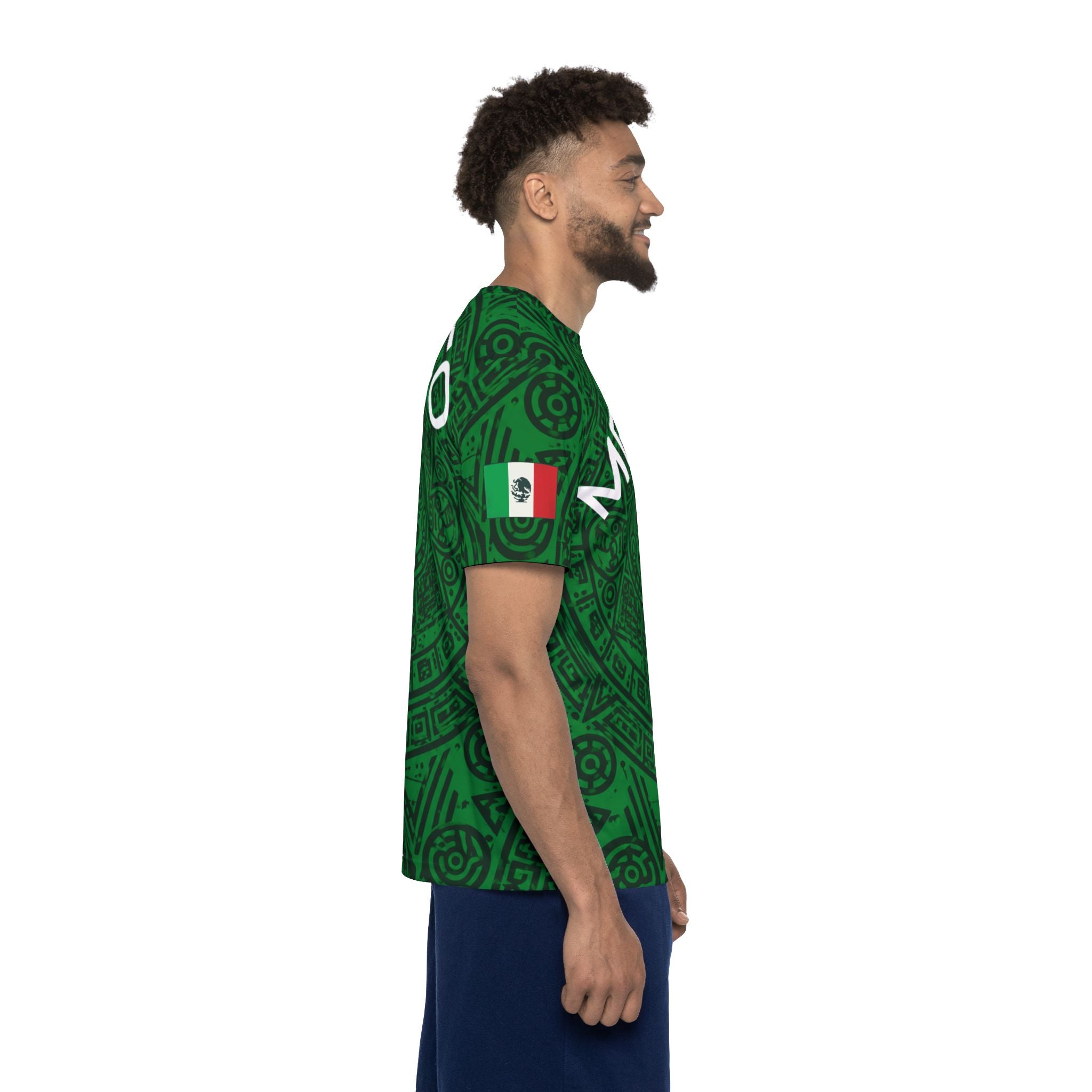 Aztec Mandala Sports Jersey — Dark Green All-Over Print
