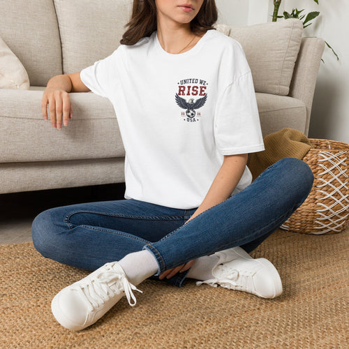 United We Rise USA Soccer T-Shirt | Patriotic Eagle Graphic Tee | 2026 Fan Shirt
