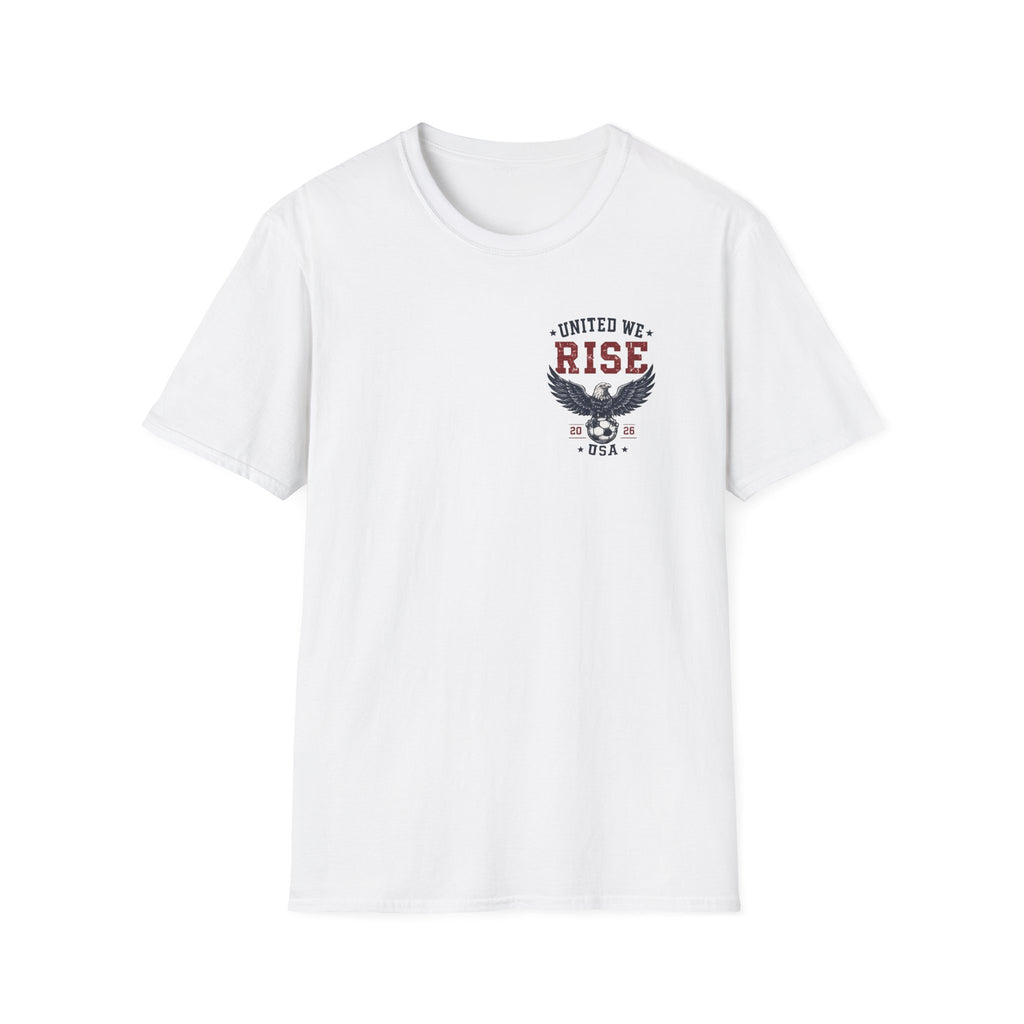 United We Rise USA Soccer T-Shirt | Patriotic Eagle Graphic Tee | 2026 Fan Shirt