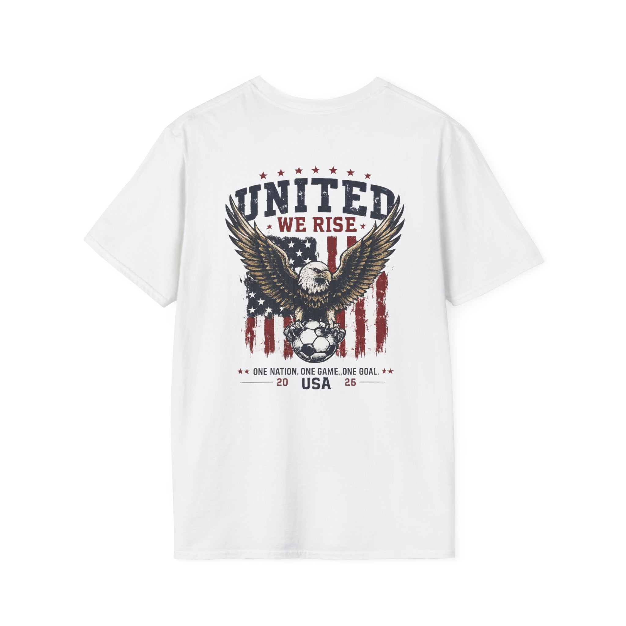 United We Rise USA Soccer T-Shirt | Patriotic Eagle Graphic Tee | 2026 Fan Shirt