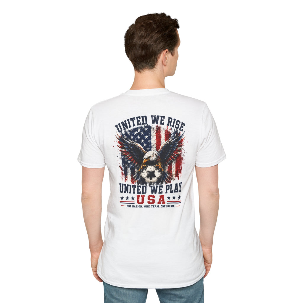 United We Play USA Soccer T-Shirt | Patriotic Eagle Graphic Tee | 2026 Fan Shirt