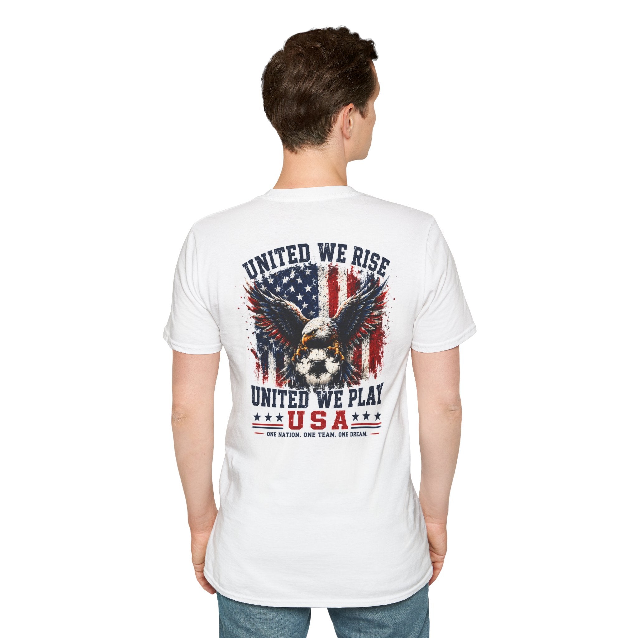 United We Play USA Soccer T-Shirt | Patriotic Eagle Graphic Tee | 2026 Fan Shirt